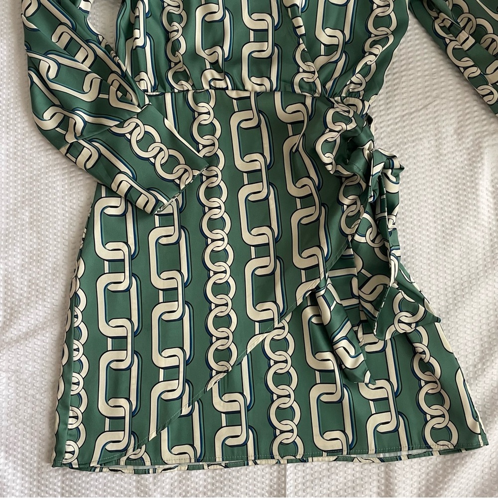 ZARA Chain Print Faux Wrap Dress - Picture 4 of 6